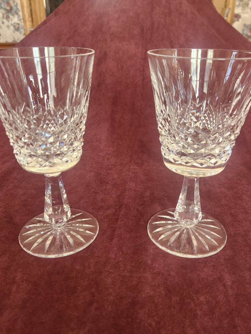 Waterford Crystal Kenmare 8 Oz Water Goblets Wine Glasses 6.75” Ireland-set Of 2